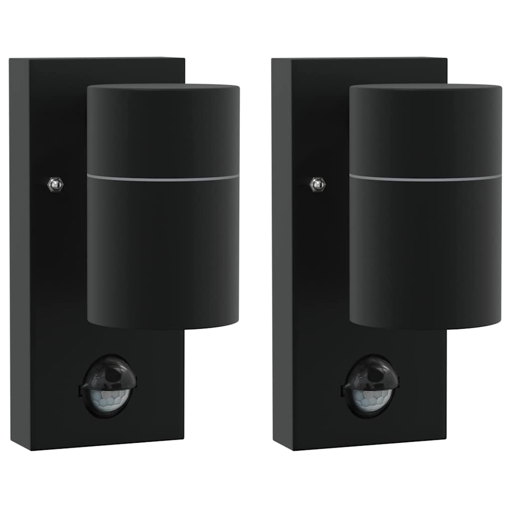 Vidaxx applique d'extérieur 2 pcs noir 6,5 x 10,5 x 16 cm acier inoxydable et verre