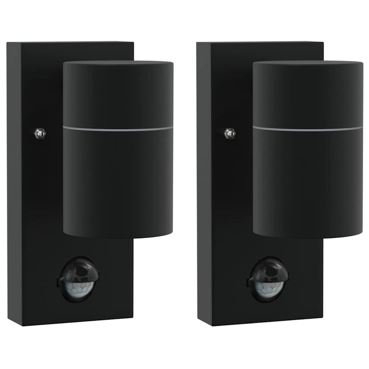 Vidaxx applique d'extérieur 2 pcs noir 6,5 x 10,5 x 16 cm acier inoxydable et verre