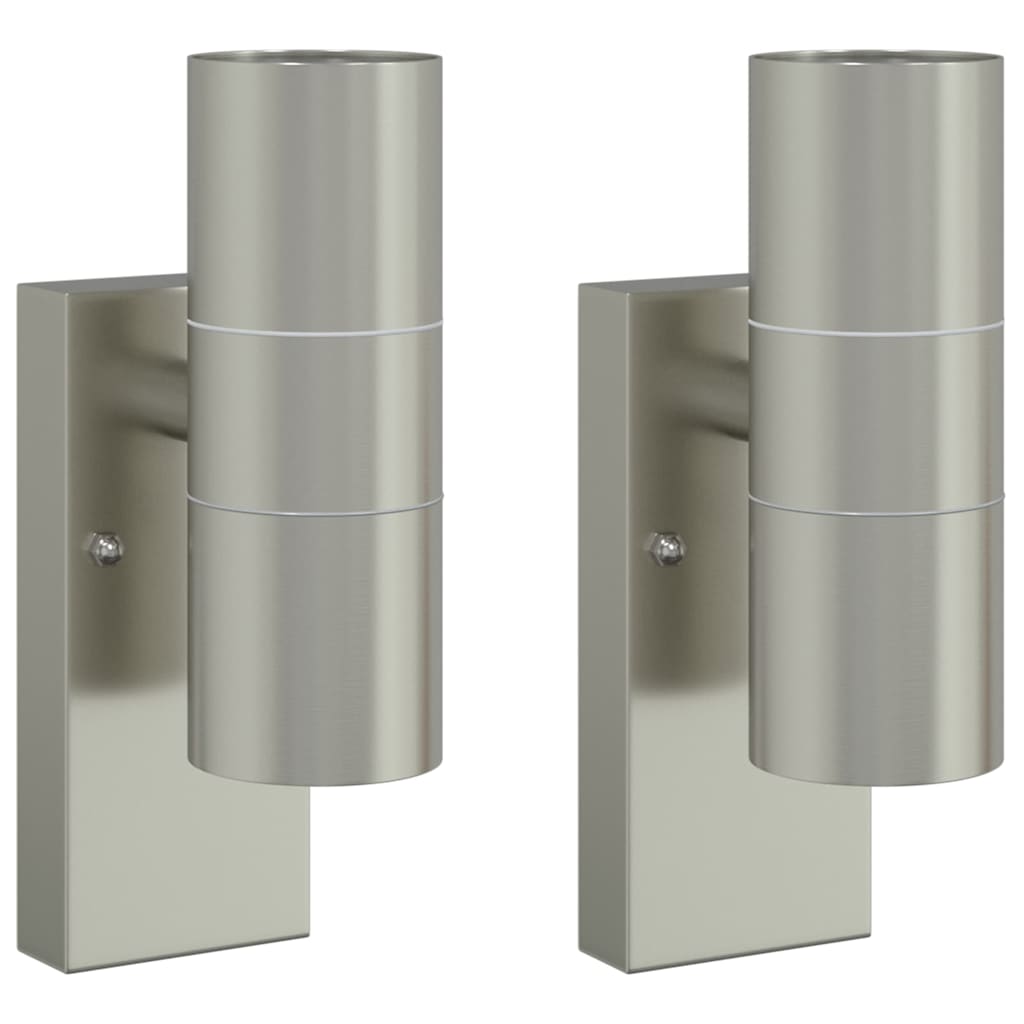 Vidaxx applique d'extérieur 2 pcs argent 7 x 10 x 22 cm acier inoxydable et verre
