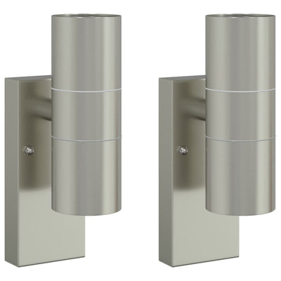 Vidaxx applique d'extérieur 2 pcs argent 7 x 10 x 22 cm acier inoxydable et verre