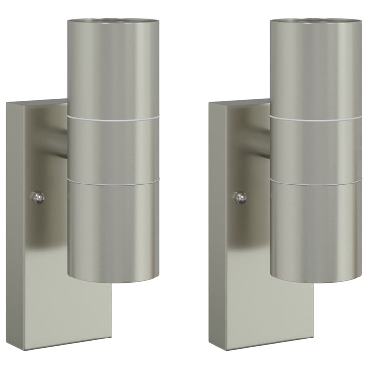 Vidaxx applique d'extérieur 2 pcs argent 7 x 10 x 22 cm acier inoxydable et verre