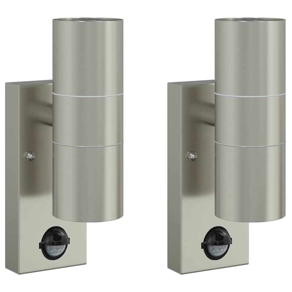 Vidaxx applique d'extérieur 2 pcs argent 7 x 10 x 22 cm acier inoxydable et verre