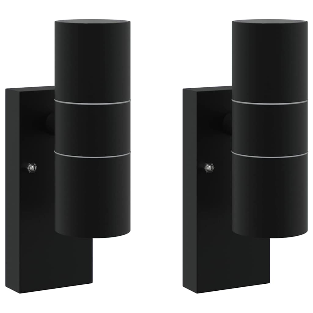 Vidaxx applique d'extérieur 2 pcs noir 7 x 10 x 22 cm acier inoxydable et verre