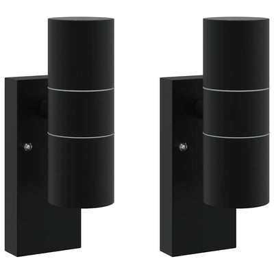 Vidaxx applique d'extérieur 2 pcs noir 7 x 10 x 22 cm acier inoxydable et verre