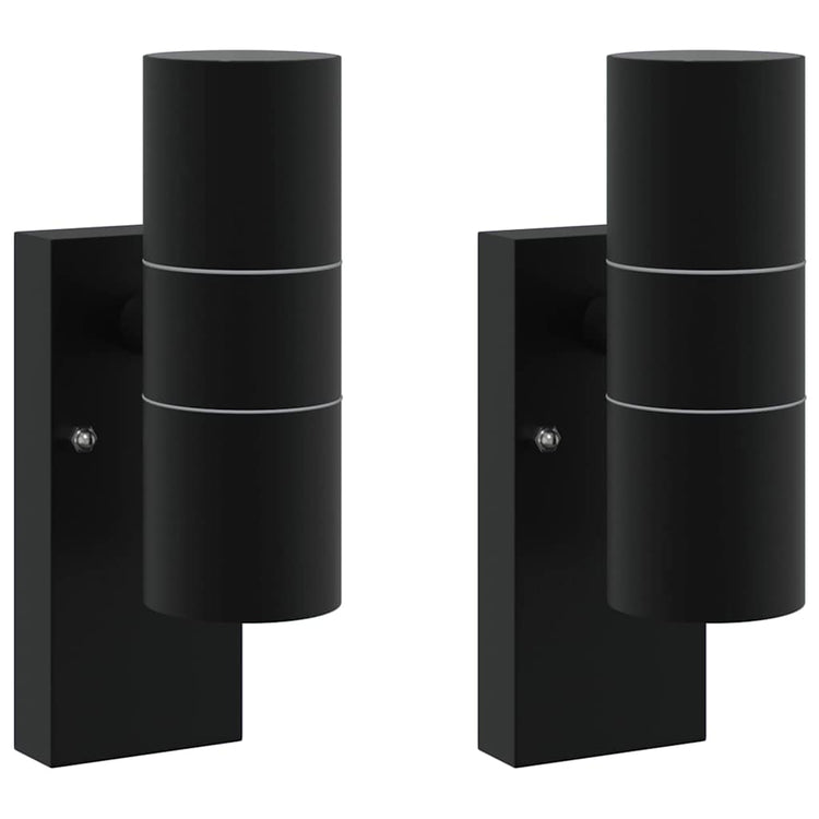 Vidaxx applique d'extérieur 2 pcs noir 7 x 10 x 22 cm acier inoxydable et verre