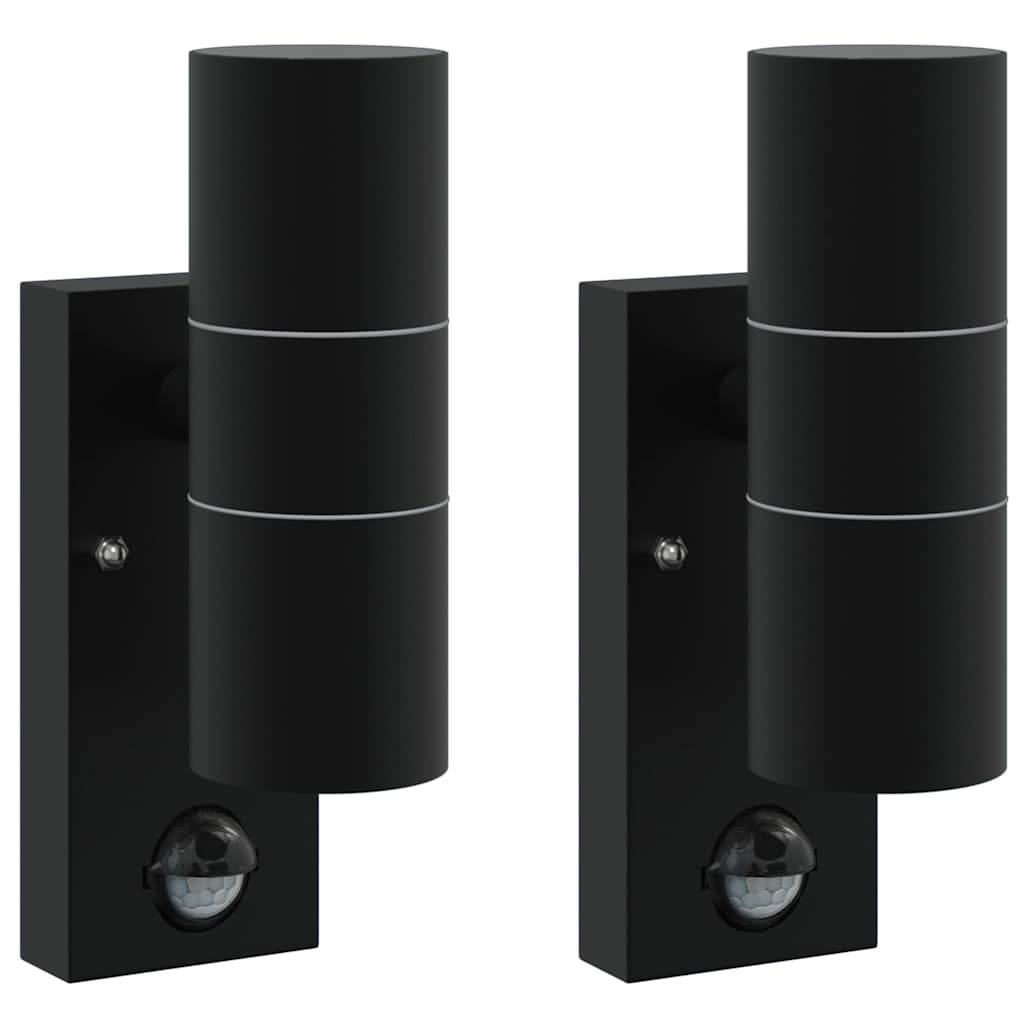 Vidaxx applique d'extérieur 2 pcs noir 7 x 10 x 22 cm acier inoxydable et verre