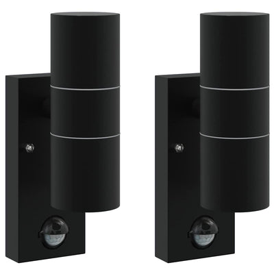 Vidaxx applique d'extérieur 2 pcs noir 7 x 10 x 22 cm acier inoxydable et verre
