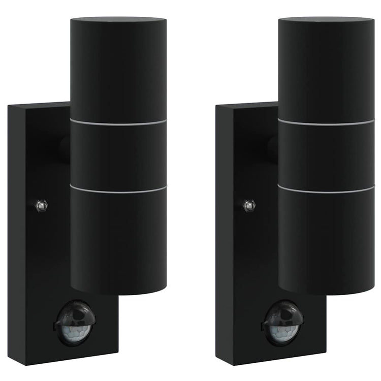 Vidaxx applique d'extérieur 2 pcs noir 7 x 10 x 22 cm acier inoxydable et verre