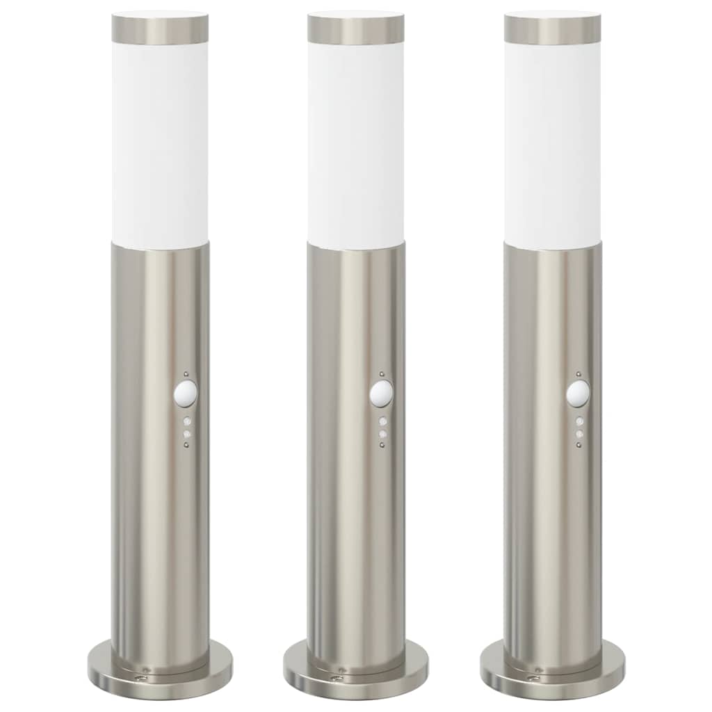 Vidaxx borne d'éclairage avec capteur 3 pièces 50 cm acier inoxydable IP44