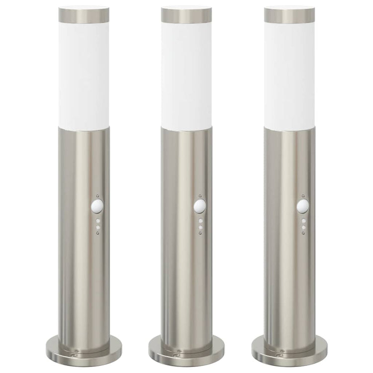 Vidaxx borne d'éclairage avec capteur 3 pièces 50 cm acier inoxydable IP44