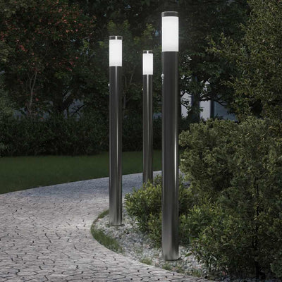 VidaXL borne d'éclairage avec capteur 3 pièces 110 cm acier inoxydable IP44