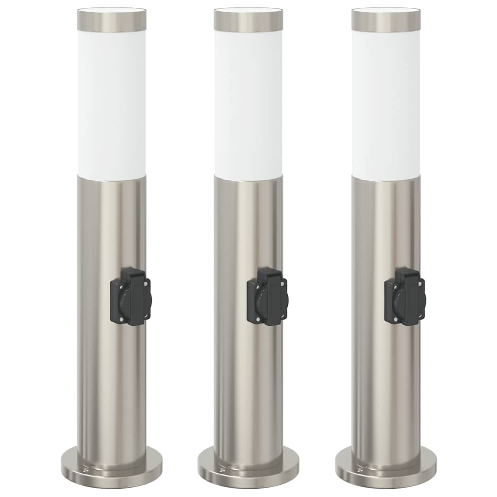 Vidaxx borne d'éclairage avec douille 3 pièces 50 cm acier inoxydable IP44