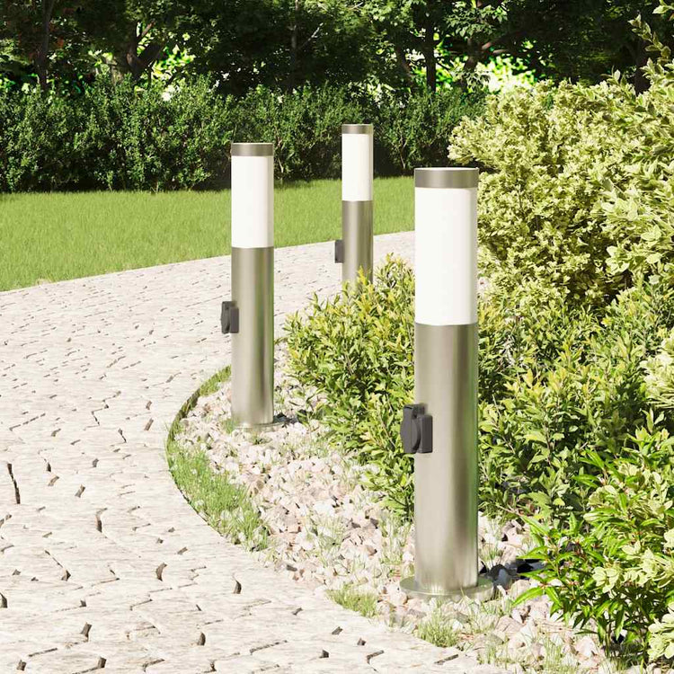 Vidaxx borne d'éclairage avec douille 3 pièces 50 cm acier inoxydable IP44