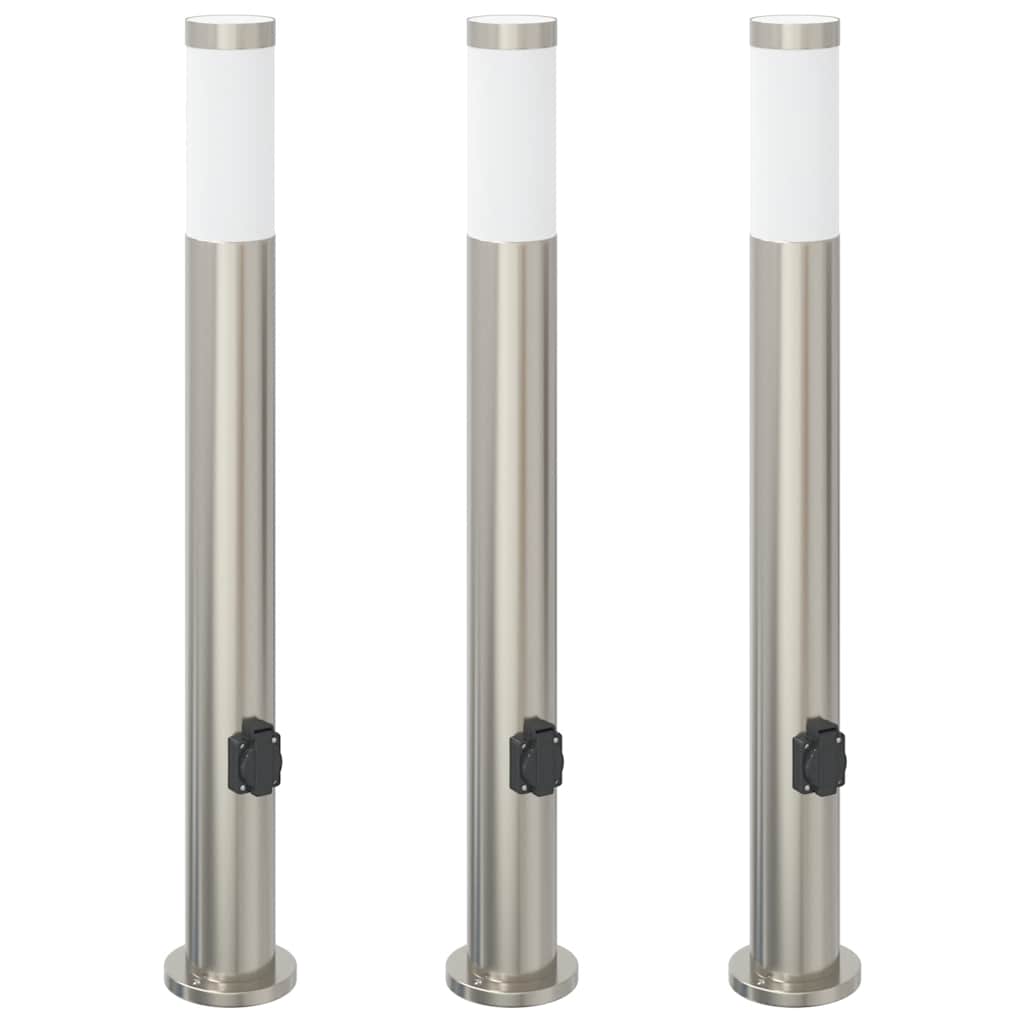 Vidaxx borne d'éclairage avec douille 3 pièces 80 cm acier inoxydable IP44