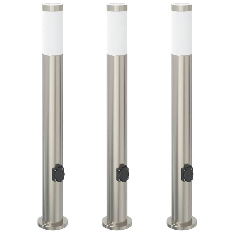 Vidaxx borne d'éclairage avec douille 3 pièces 80 cm acier inoxydable IP44