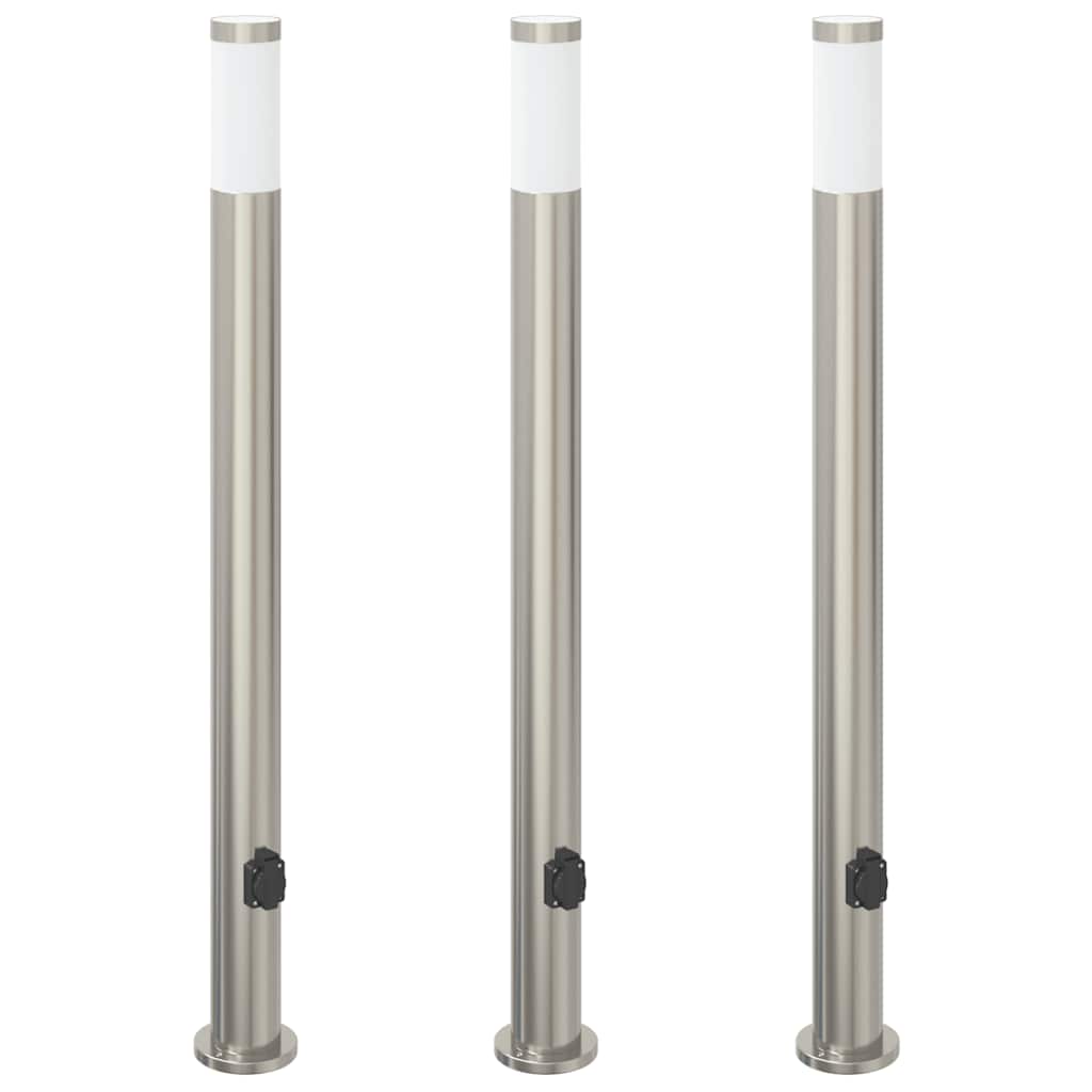 Vidaxx borne d'éclairage avec douille 3 pièces 110 cm acier inoxydable IP44