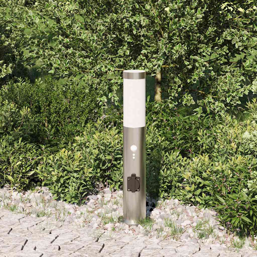 Vidaxx borne d'éclairage avec capteur et prise 50 cm inox IP44