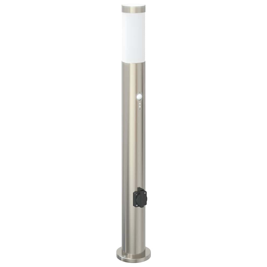 Borne d'éclairage Vidaxl avec capteur et douille 80 cm inox IP44