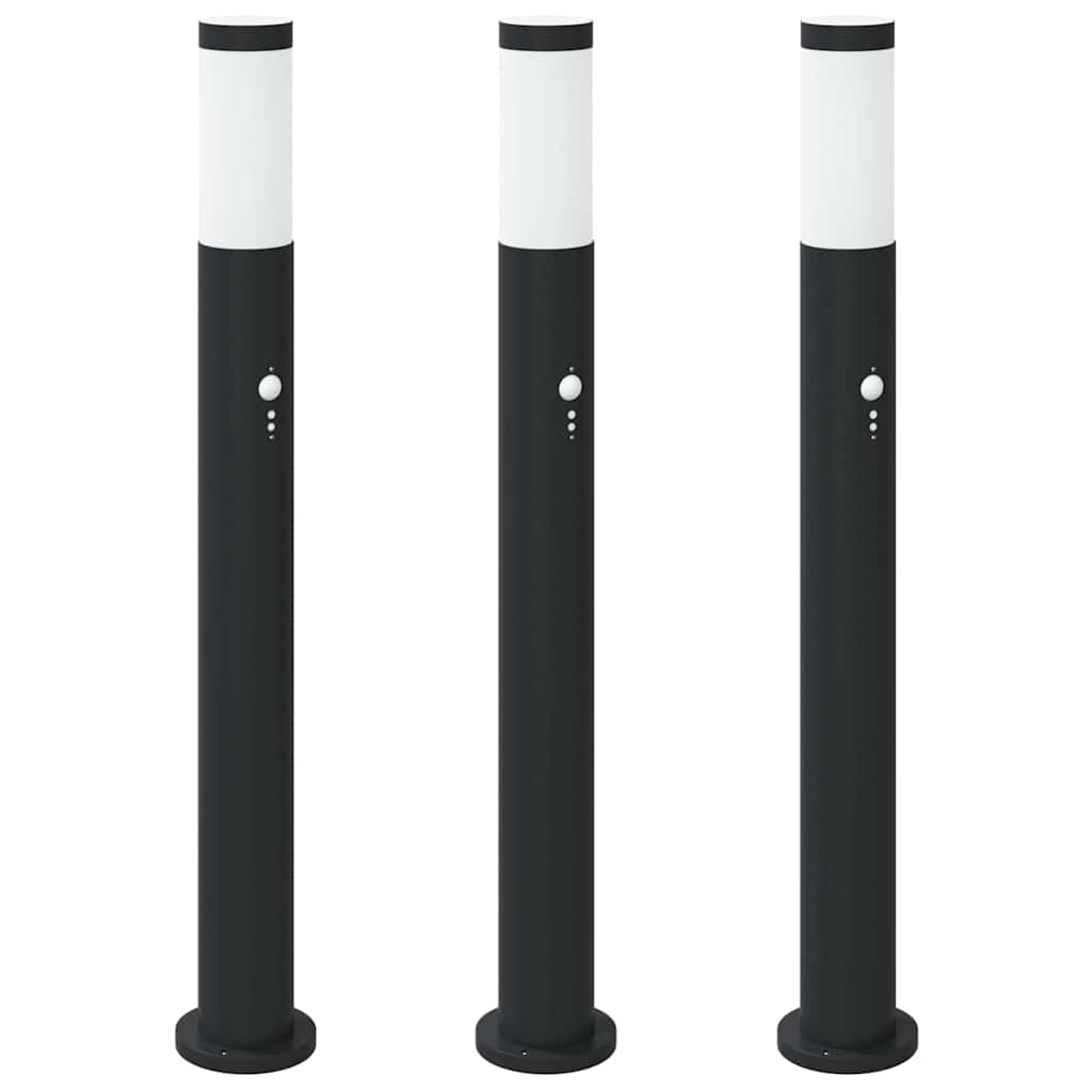VidaXL borne d'éclairage avec capteur 3 pièces 80 cm acier inoxydable IP44