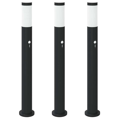 VidaXL borne d'éclairage avec capteur 3 pièces 80 cm acier inoxydable IP44