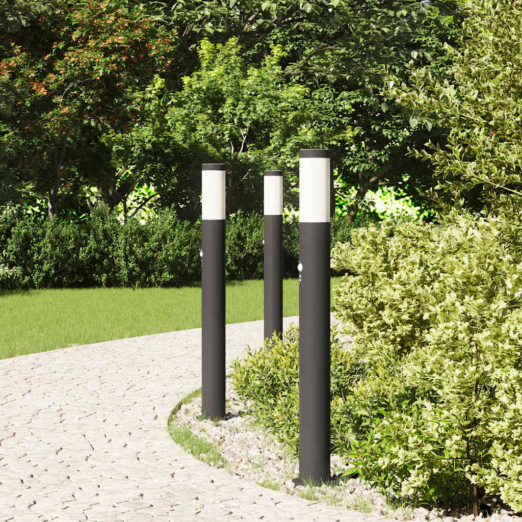 VidaXL borne d'éclairage avec capteur 3 pièces 80 cm acier inoxydable IP44