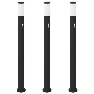 VidaXL borne d'éclairage avec capteur 3 pièces 110 cm acier inoxydable IP44