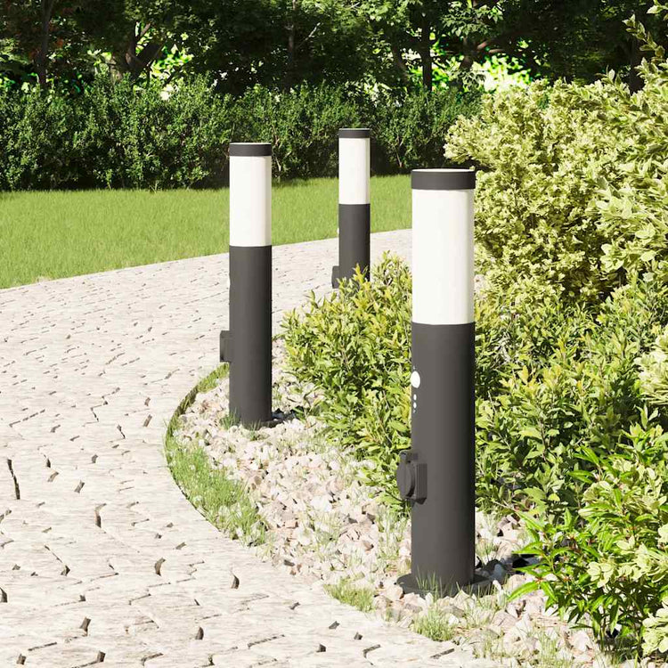 Vidaxx borne d'éclairage avec capteur et prise 3 pièces 50 cm acier inoxydable IP44