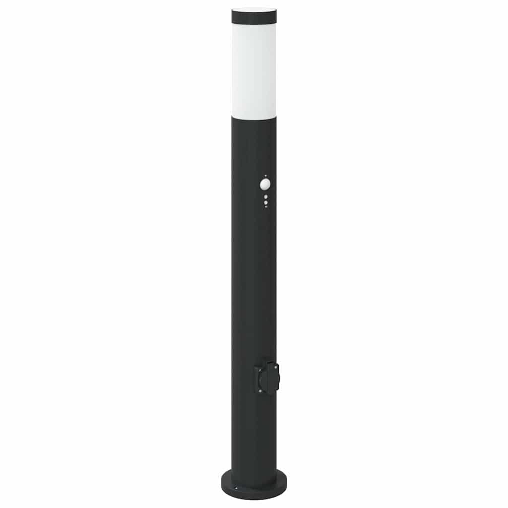 Borne d'éclairage Vidaxl avec capteur et douille 80 cm inox IP44