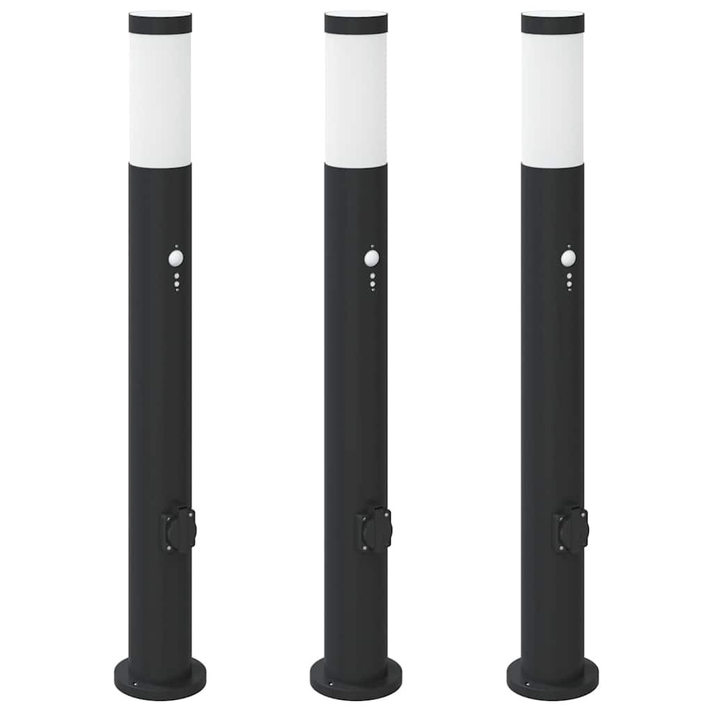 Vidaxx borne d'éclairage avec capteur et prise 3 pièces 80 cm acier inoxydable IP44
