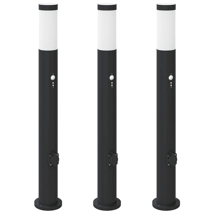 Vidaxx borne d'éclairage avec capteur et prise 3 pièces 80 cm acier inoxydable IP44
