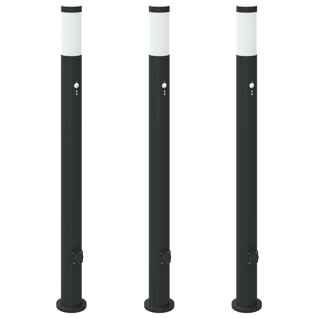 Vidaxx borne d'éclairage avec capteur et prise 3 pièces 110 cm acier inoxydable IP44