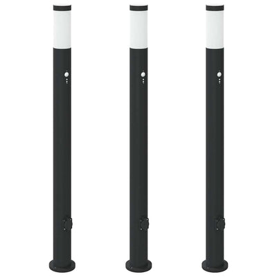Vidaxx borne d'éclairage avec capteur et prise 3 pièces 110 cm acier inoxydable IP44