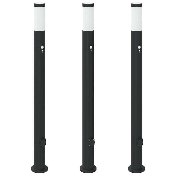 Vidaxx borne d'éclairage avec capteur et prise 3 pièces 110 cm acier inoxydable IP44