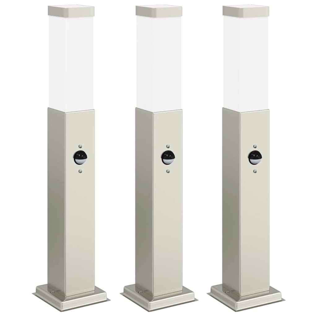 Vidaxx borne d'éclairage avec capteur 3 pièces 50 cm acier inoxydable IP44