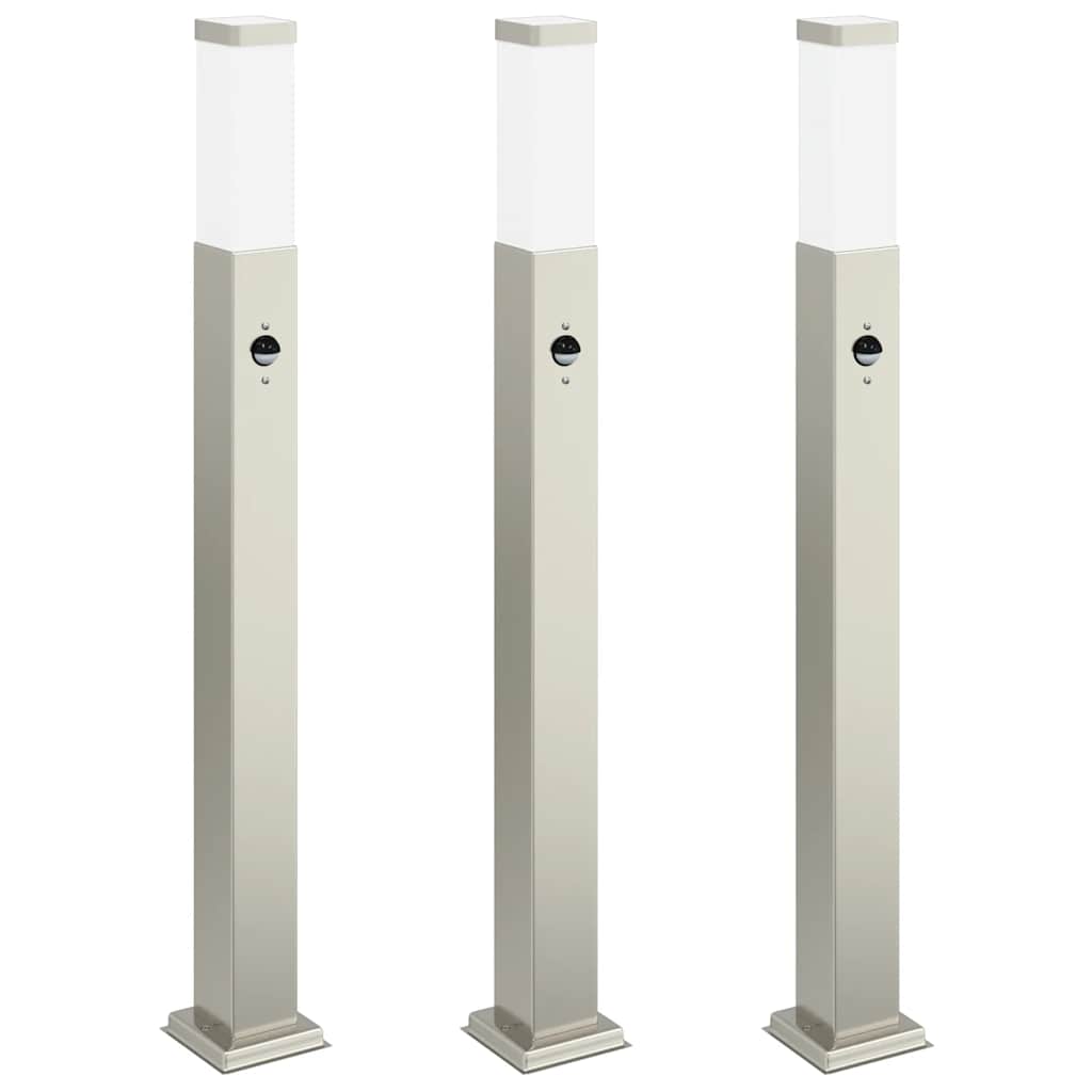 VidaXL borne d'éclairage avec capteur 3 pièces 80 cm acier inoxydable IP44