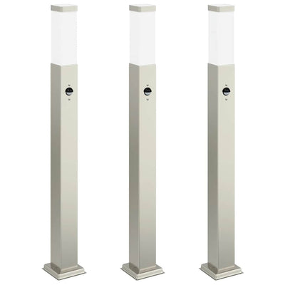 VidaXL borne d'éclairage avec capteur 3 pièces 80 cm acier inoxydable IP44