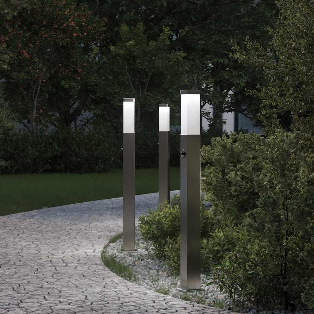 VidaXL borne d'éclairage avec capteur 3 pièces 80 cm acier inoxydable IP44