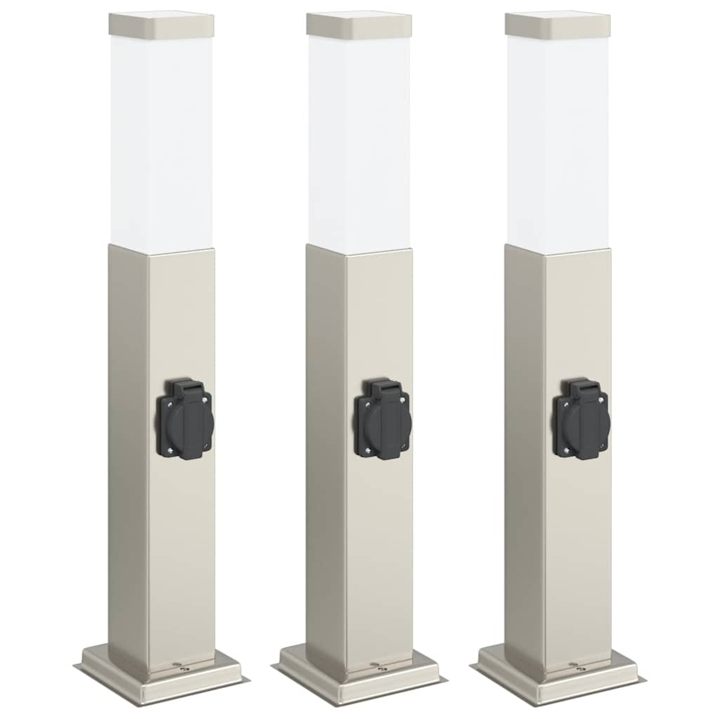Vidaxx borne d'éclairage avec douille 3 pièces 50 cm acier inoxydable IP44