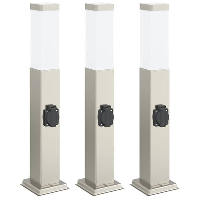 Vidaxx borne d'éclairage avec douille 3 pièces 50 cm acier inoxydable IP44