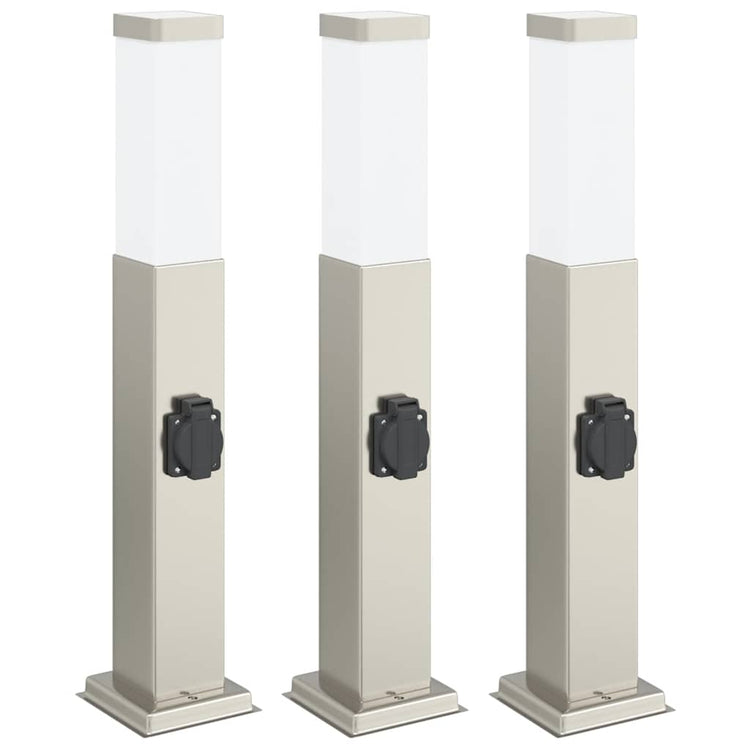 Vidaxx borne d'éclairage avec douille 3 pièces 50 cm acier inoxydable IP44