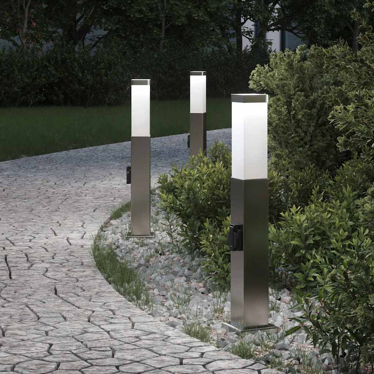 Vidaxx borne d'éclairage avec douille 3 pièces 50 cm acier inoxydable IP44
