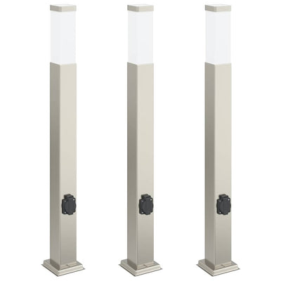 Vidaxx borne d'éclairage avec douille 3 pièces 80 cm acier inoxydable IP44