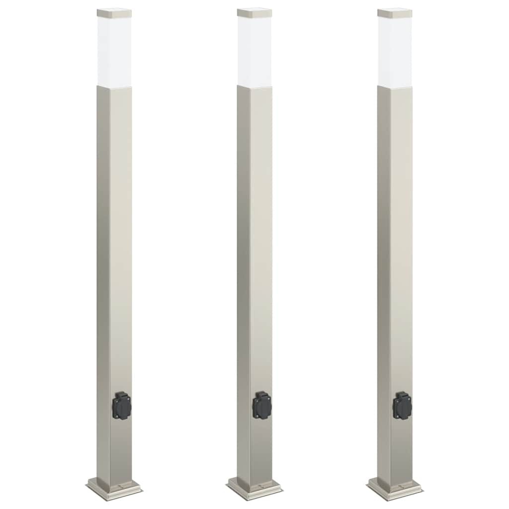 Vidaxx borne d'éclairage avec douille 3 pièces 110 cm acier inoxydable IP44