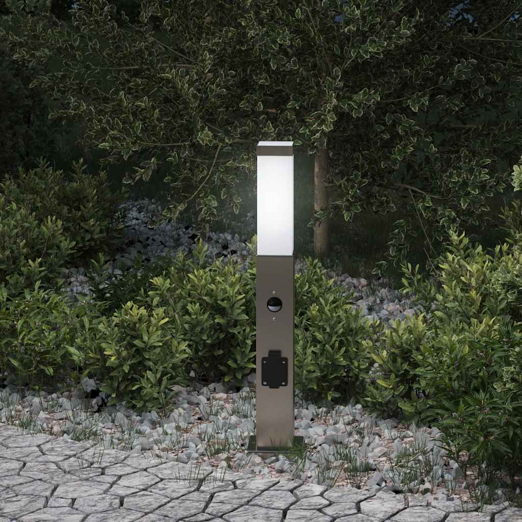 Vidaxx borne d'éclairage avec capteur et prise 50 cm inox IP44