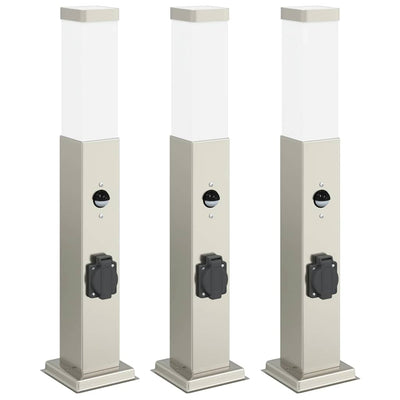Vidaxx borne d'éclairage avec capteur et prise 3 pièces 50 cm acier inoxydable IP44