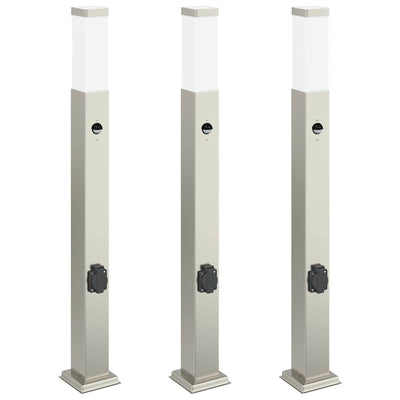 Vidaxx borne d'éclairage avec capteur et prise 3 pièces 80 cm acier inoxydable IP44