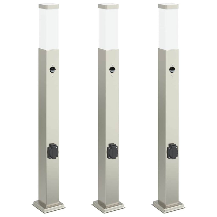 Vidaxx borne d'éclairage avec capteur et prise 3 pièces 80 cm acier inoxydable IP44