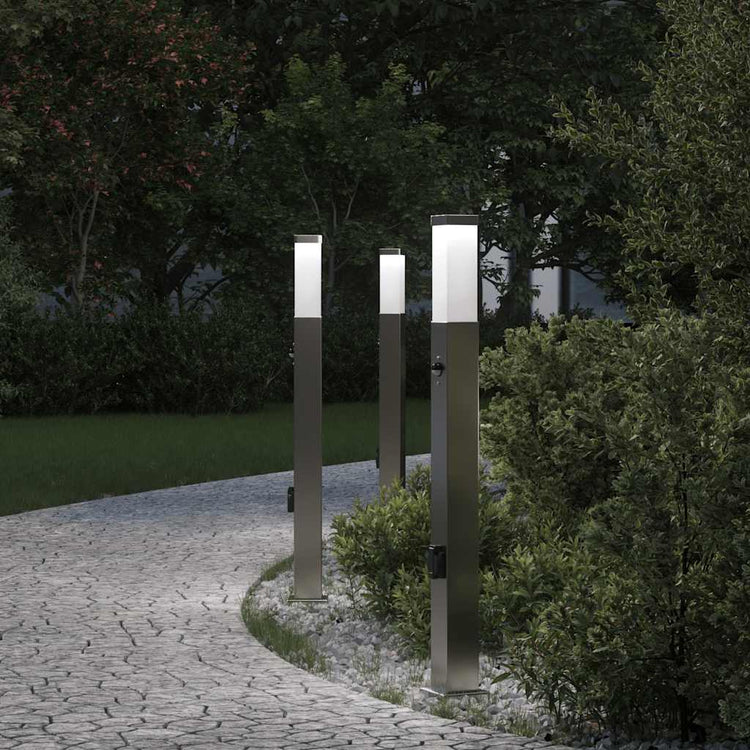 Vidaxx borne d'éclairage avec capteur et prise 3 pièces 80 cm acier inoxydable IP44