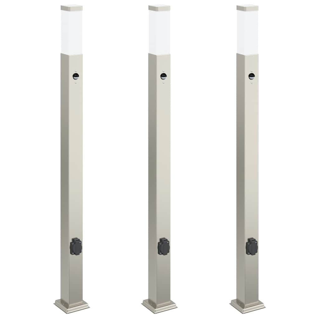 Vidaxx borne d'éclairage avec capteur et prise 3 pièces 110 cm acier inoxydable IP44