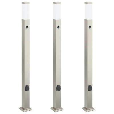Vidaxx borne d'éclairage avec capteur et prise 3 pièces 110 cm acier inoxydable IP44